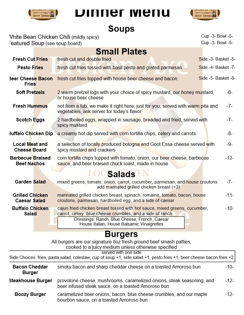 Food Broken Axe Brew House